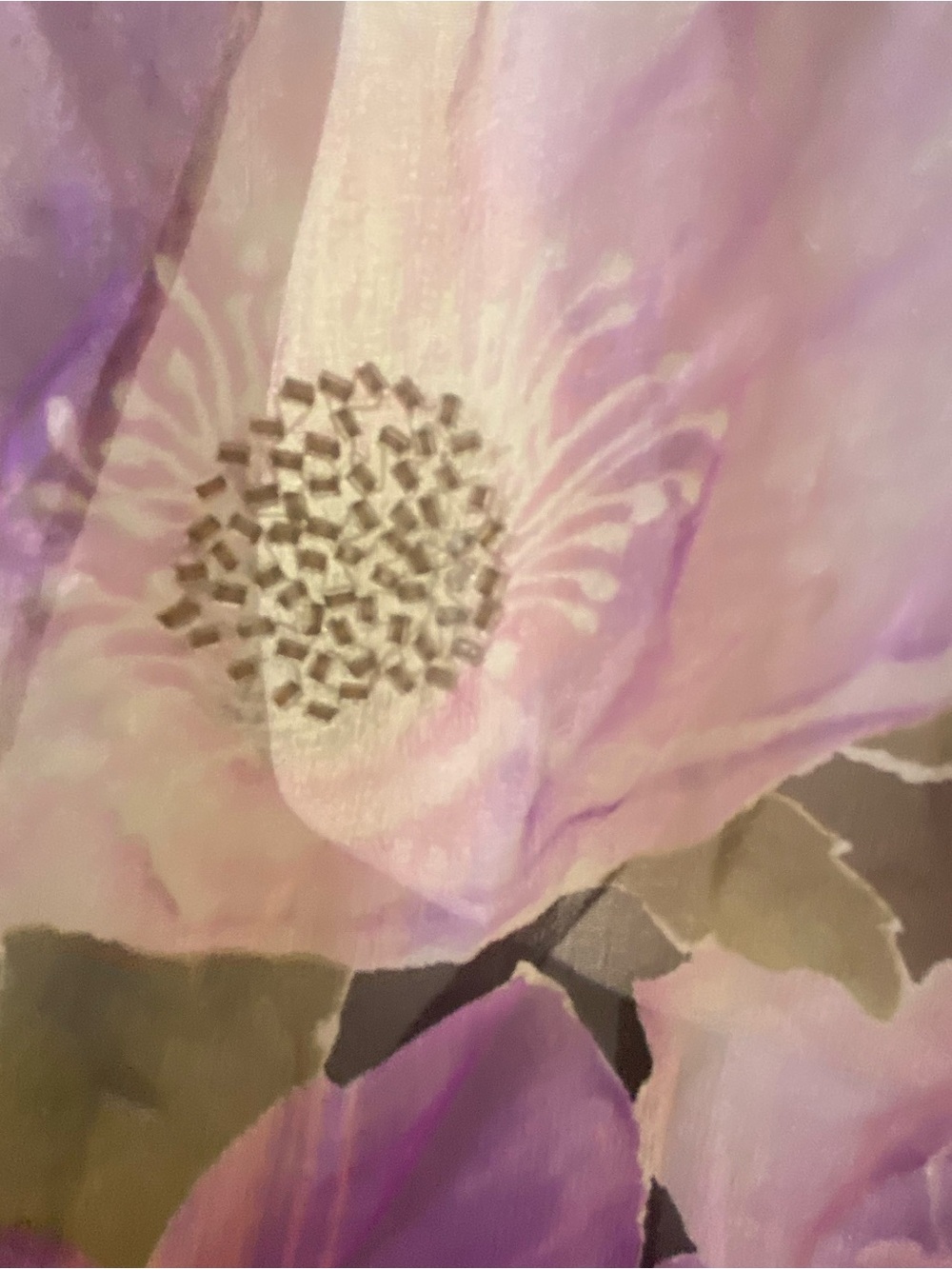 Y2K 100% Silk Purple & Black Floral Chiffon Beaded Scarf - Picture 6 of 10